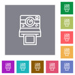 Polaroid camera outline square flat icons