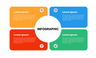 Wall Mural - Business infographic template. Infographic element design with 4 steps, options and sections. Vector illustration