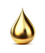 3d realistic vector icon illustration. Gold liquid drop. Isolated on white background.