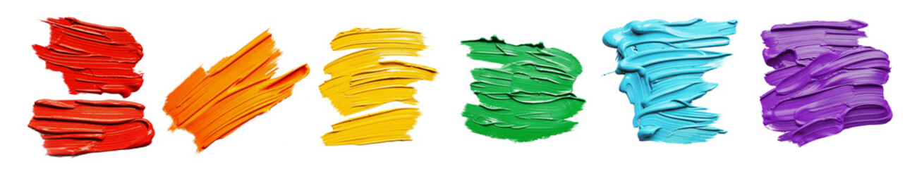 Canvas Print - paint brush strock collection. colorful banners from acrylic paint. isolated design element on the t