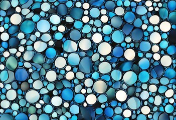 Wall Mural - 'vector blue circles abstract stained background glass mosaic Pattern Design Summer Art Illustration Computer Circle Geometric Color Wallpaper Graphic Painting Window'