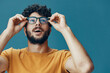 © SHOTPRIME STUDIO - Handsome man caucasian happy expression background adult portrait cool white person face young guy glasses