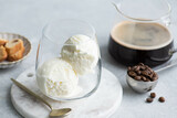 Fototapeta Boho - Ice cream and coffee, selective focus