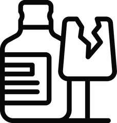 Wall Mural - Cracked glass waste icon outline vector. Old trash bottles. Household rubbish segregation
