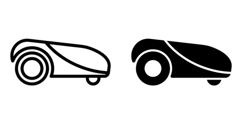 Wall Mural - ofvs594 outlinefilledvectorsign ofvs - robotic lawn mower vector icon . isolated transparent . black