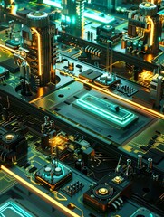 Leinwandbilder - A detailed view of a computer circuit board with numerous interconnected wires, showcasing the intricate design and functionality of electronic components. Generative AI