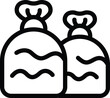 Garbage bags icon outline vector. Sorting waste sacks. Collecting domestic trash