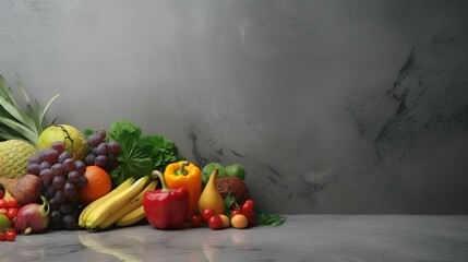 Wall Mural - Composition with a variety of raw organic vegetables table against a black background