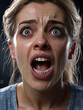 © Paolo - Woman with an expression of surprise and terror, eyes and mouth wide open.