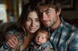 © Larisa AI - Affectionate couple enjoying a moment with their newborn, the intimacy and warmth between them are palpable