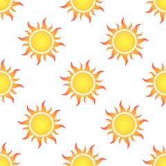 Wall Mural - Gradient stylized sun icons on white background. Vector seamless pattern.