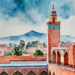 marrakech city orange wall artwork