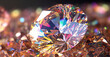 a large diamond surrounded by smaller diamonds on a black background with a blurry background of other diamonds in the background
