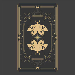 Wall Mural - tarot reverce border magic sacred cover card frame gold line border celelstial mystery esoteric deco