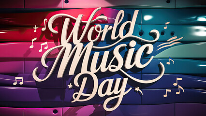 World Music Day, illustration, World Music Day Poster | Vector. World Music Day Post. Music Day, world radio day poster. Celebrating Music, Events, Happy world music day. typescript, calligraphy,

