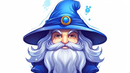 Wall Mural - Cute Magic Wizard Portrait Outlined Vector - Generative AI