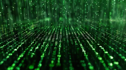Technology computer cyberspace internet digital data network programming communication coding concept - Abstract green digital binary code matrix texture background