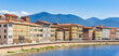 Panorama of the historic town center at the Arno river in Pisa, Italy