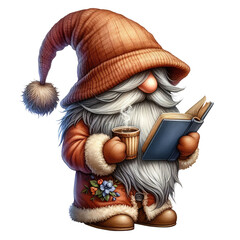 Wall Mural - Gnome Reading Book Sublimation Clipart