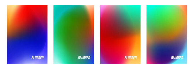Leinwandbilder - Set of vibrant blurred abstract backgrounds. Bright color gradients for creative graphic design. Vector illustration.