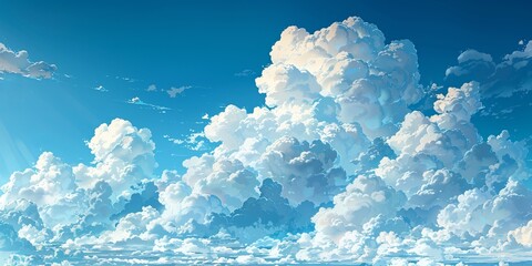 Wall Mural - Cumulus clouds in the blue sky.