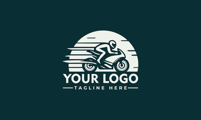 Poster - motorbike vector logo design racing logo with the syimbol of speeding motorbike