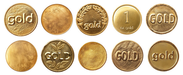 set of isolated abstract gold coins