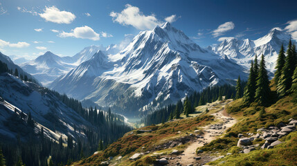 Wall Mural - A Magnificent Snowy Mountain Landscape Background