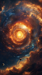 Wall Mural - fantastic multicolored outer space with stars, galaxies, constellations, planets and black hole