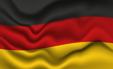 Wall Mural - Waving German Flag 3D Illustration. The National Flag of Germany.