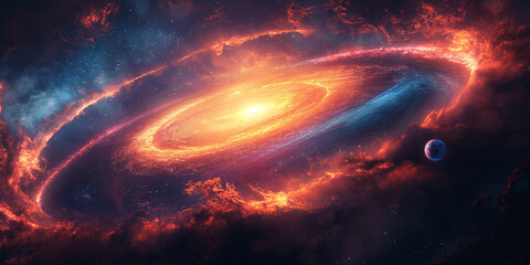 Wall Mural - fantastic bright multicolored outer space with stars, galaxies, constellations, planets and a black 