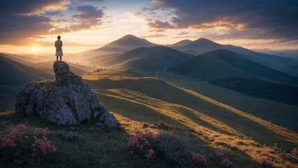 Canvas Print - sunset over the mountains