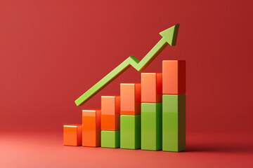 Rising curve and data analysis concept 3D rendering, business growth graph 3d illustration