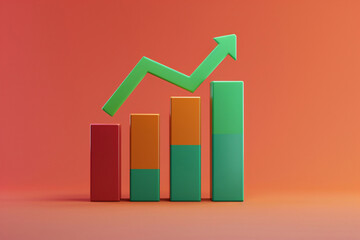 Rising curve and data analysis concept 3D rendering, business growth graph 3d illustration