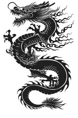 Wall Mural - Monochrome vector illustration of Chinese zodiac dragon as the mythical animal in Eastern Asia culture.