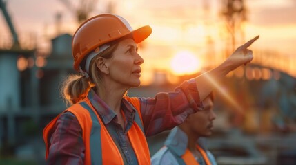 Wall Mural - Engineer Guiding at Construction Site