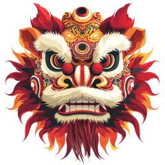 Wall Mural - Head design of Lion dance as the traditional Chinese folk event activities during Chinese lunar new year celebration.