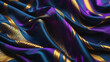 Blue and Gold Fabric in Wavy Abstract Background