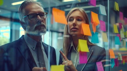 Wall Mural - professionals planning with post-it notes