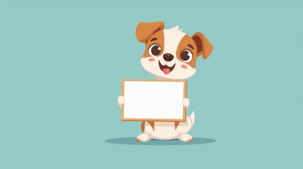 Vector illustration of cute dog and message board