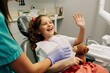 Radiant Smiles: A Young Girl's Joyful Visit to the Dentist