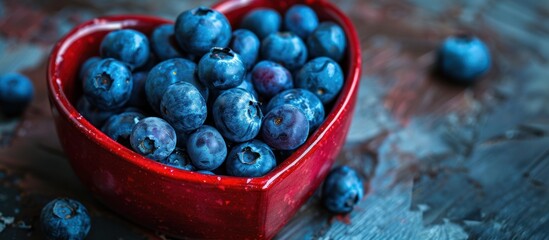 Heart Shaped Bowl Filled With Blueberries