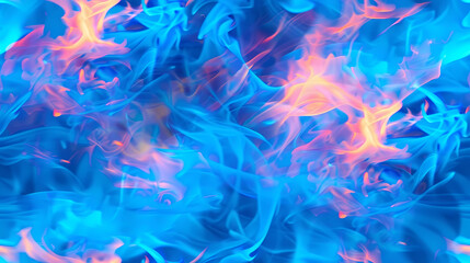 Wall Mural - Vivid Blue and Orange Flames Abstract Art