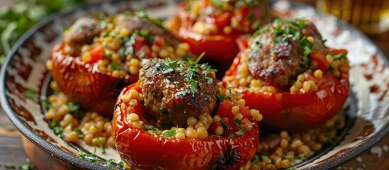 Poster - Plate of Stuffed Tomatoes and Meatballs