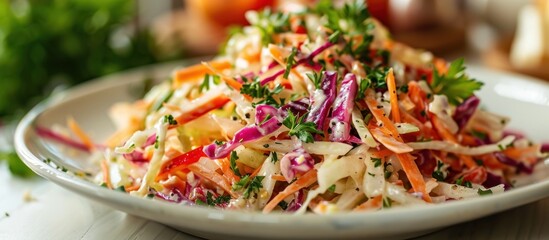 Wall Mural - White Bowl Filled With Salad on Table