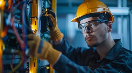 Canvas Print - A Skilled Electrician at Work