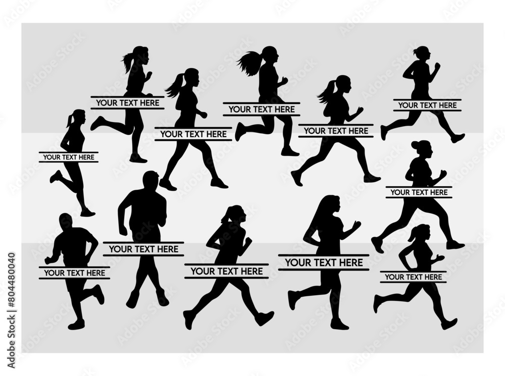Image vectorielle Stock Running Split Monogram Svg | Running Silhouette ...