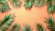  background with green leaves of palm tree