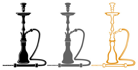 set eastern hookah icon. Vintage shisha logo vector illustration