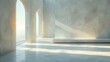 Empty room with light colored walls and arches, no furniture, 3d rendering